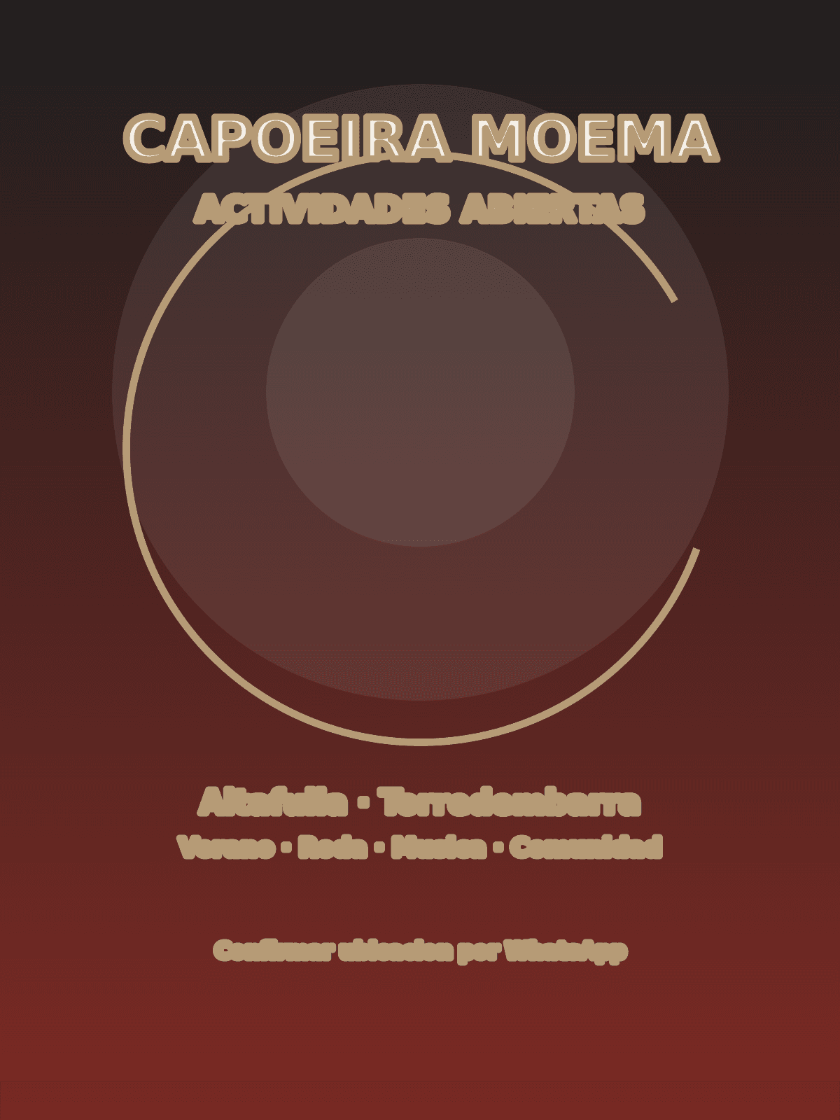 Cartel promocional de actividades abiertas de Capoeira Moema